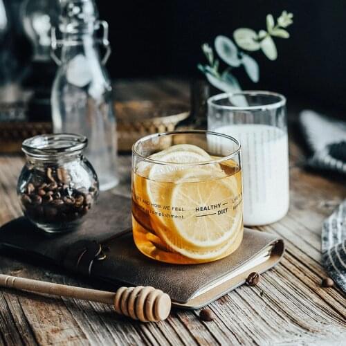 Simple Words Transparent Glass Cups For Yogurt Coffee Heat-Resisting Breakfast Oatmeal Fruit Milk Cup Coffee Mugs Drinkware