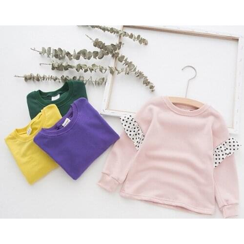 Toddler Girls Shirts 2 3 4 5 6 Y Hoodies Casual Wave Point Ruffle Long Sleeve Tops Kids Clothing Autumn Baby Girls Sweatshirt