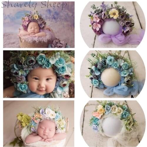 Newborn Baby Girl Simulation Flower Hat Photography Props Infant Kids Cap Baby Photo Shoot Posing Hats foto shooting Accessories