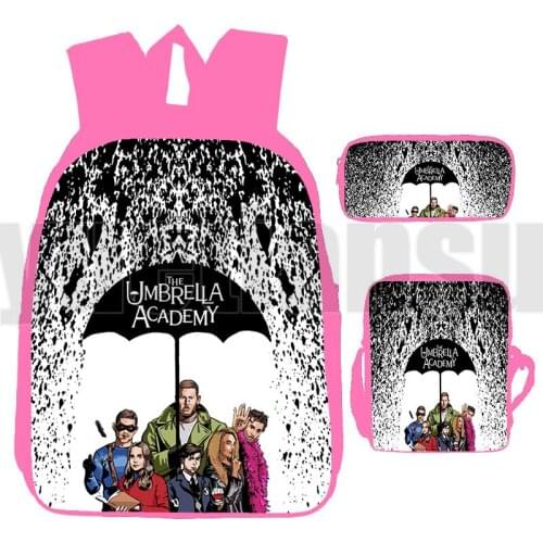 3D Anime Bag Umbrella Academy Backpack Pink Schoolbags Travel Backpack Teenager Girls 3 Pcs/Set Backpack Rucksack Escolar