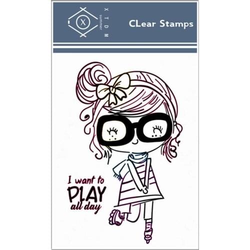 Hot sale Glasses girl Transparent Clear Stamps / Silicone Seals Roller Stamp for DIY scrapbooking photo album/Card Making