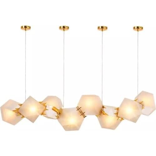 Nordic Irregular geometrical Glass Chandelier Lighting Modern Art Deco Hanging Light For Villa LED Light Fixture /Suspension