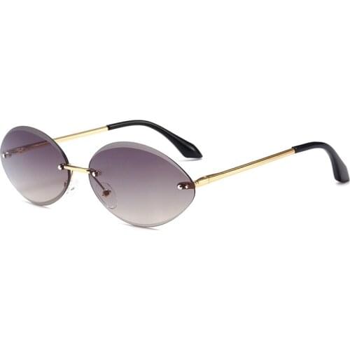 Rimless Oval Sunglasses Small Frame Vintage Women Men Brand Designer 2018 New Fashion Trendy Sun Glasses Gradient Lens UV400