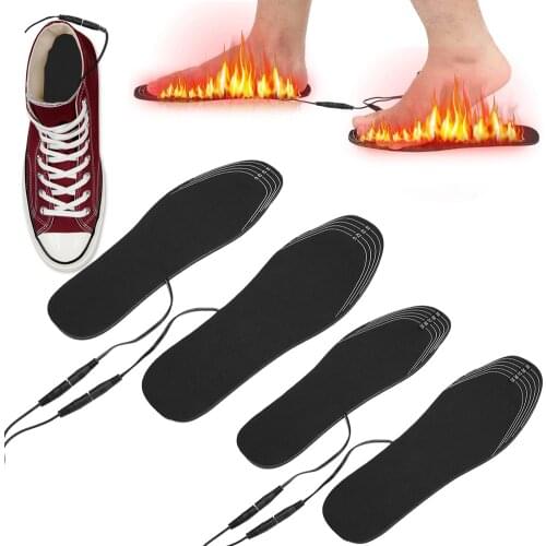 USB Electric Heated Shoe Insoles Foot Warming Pad Feet Warmer Sock Pad Mat Winter Outdoor Sports Heating Insoles For Men Women L