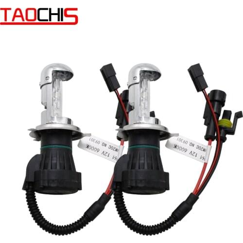 TAOCHIS 2pcs bi xenon H4 lamp HID Car Headlight Replacement Bulbs H4-3 Bi-Xenon Hi/Lo Beam auto Light 4300k 5000k 6000k 8000K