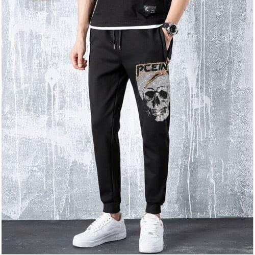 Sweatpants Men Skull Pants Fashions Joggers Pants Male Casual Rhinestones Sweatpants Fitness Track Pants Men Sweat Trouser