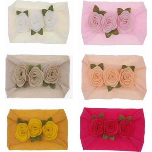 Baby Headband Nylon For Girls Kids Soft Turban Elastic flowers headbands Head Wrap Newborn Bow Hairband Toddler Hair Accessories