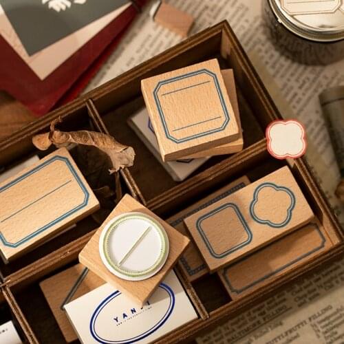 Vintage Basic Frame Label Decoration Stamp Wooden Rubber Stamps For Scrapbooking Stationery DIY Craft Standard Stamp