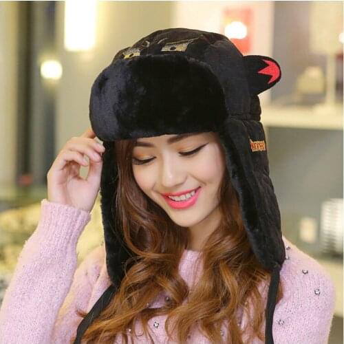 High Quality Classic Solid Winter Hat for Men Women Unisex Black Earflap Hat Cap Russian Fur Hat Ushanka Bomber Hat Men Women