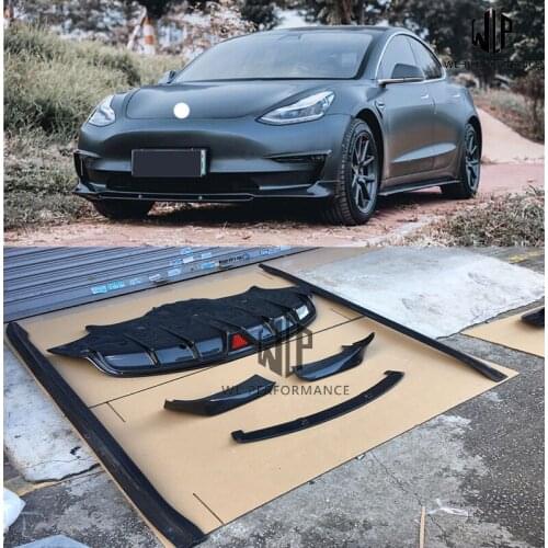 High Quality Carbon Fiber Front Lip Splitter Rear Lip Diffuser Side Skirts Rear Spoiler Wing For Tesla 3 CMST Sytle Car Body Kit