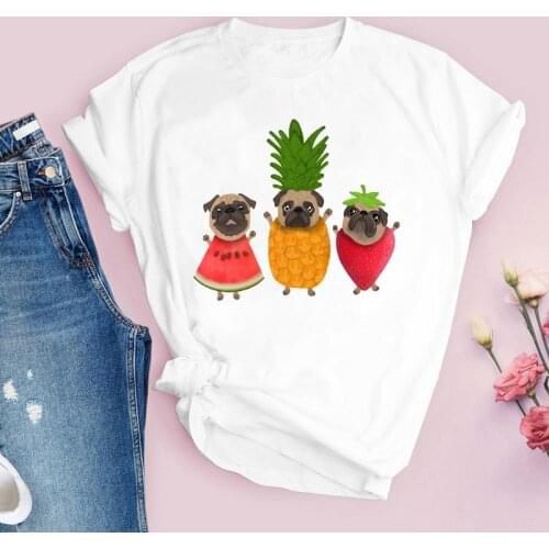 Women T Shirt Summer Fruit Pineapple Printed Ladies Casual Graphic Short Sleeve T Shirt Top Tee Shirt Clothing