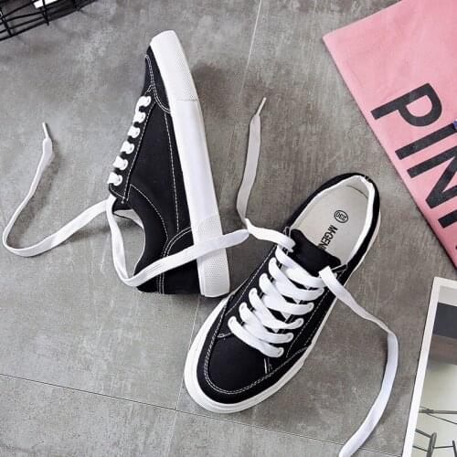 Women sneakers female canvas vulcanized shoes woman 2021 solid lace-up casual white sneakers women shoes breathable ladies shoes