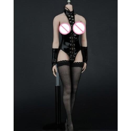 1/6 Scale Female Black Sexy High Collar Corset Women Sexy Leather girl Clothes Clothing Set For 12" Action Figure Female Body