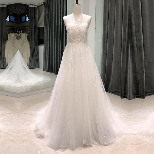 SL-8082 jurken zomer 2020 wedding dress sequin simple elegant boho beach cheap longue femme fluide pretty vestido novia civil