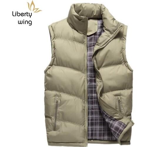 Jacket Sleeveless Vest Winter Spring Casual Coats Male Cotton-Padded Mens Vests Zipper Men Thicken Waistcoat 4XL
