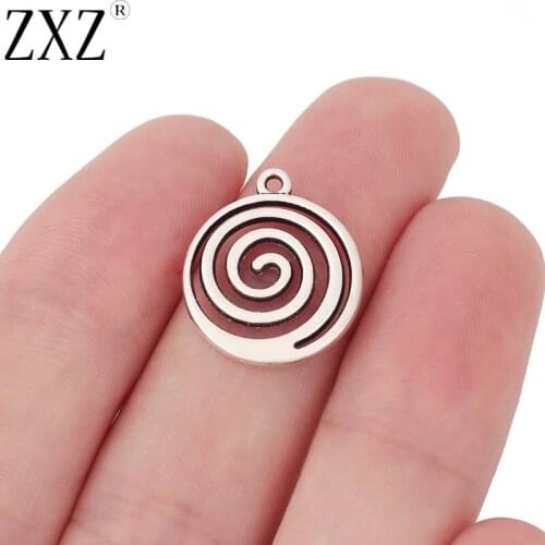 ZXZ 20pcs Tibetan Silver Vortex Spiral Swirl Pattern Charms Pendants Beads 2 Sided for Bracelet Necklace Earring Jewelry Making
