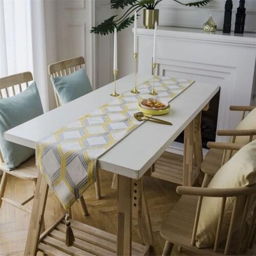 Nordic Geometric Jacquard Table Runner Tablecloth Living Room Table Cloth Party Wedding Home Table Flag(Only Table Runner )