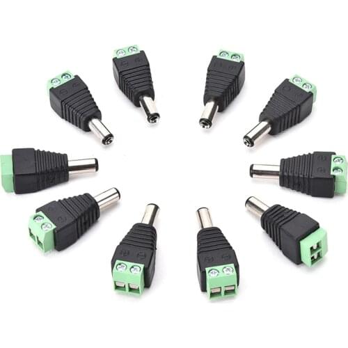 10 Pcs 12V 2.1 x 5.5mm DC Power Male Plug Jack Adapter Connector Plug for CCTV single color LED Light