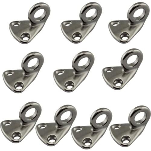 10pcs/lot 316 Stainless Steel Boat Eye Fender Hook Silver Mini Pad Eye Marine Sailing 27mm x 27mm Boats accessories