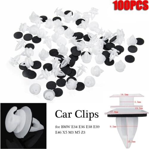 100Pcs 8mm Car Door Panel Auto Fasteners Trim Plastic Rivets Clips Panel Push Retainer For BMW E34 E36 E38 E39 E46 X5 M3 M5 Z3