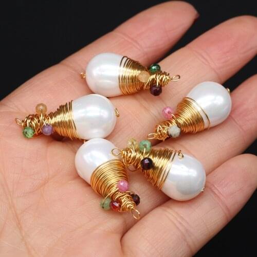 2PCS Natural Shell Pendant Winding Beads For Jewelry Making Charms DIY Necklace Earrings Bracelet Anklet Accessory