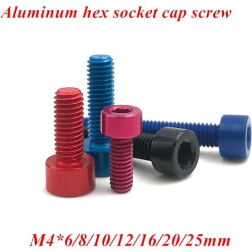10pcs M4 Aluminum screw DIN912 M4*6/8/10/12/16/20/25mm aluminum alloy hex socket head cap screw for Model RC Parts Screws bolt