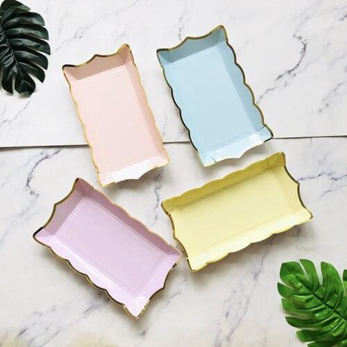 20PCS / LOT New Rectangular Paper Plate Disposable Fruit Plate Cake Dish Barbecue Picnic Plate Party Tableware