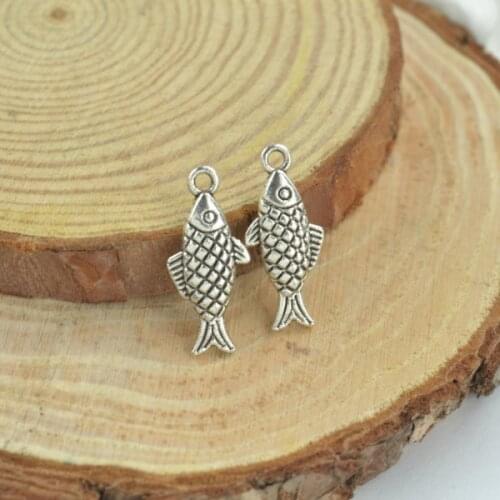 30pcs Charms fish metal handmade Craft pendant making fit,Vintage Tibetan Silver ,DIY for bracelet necklace 20*9*3mm D705