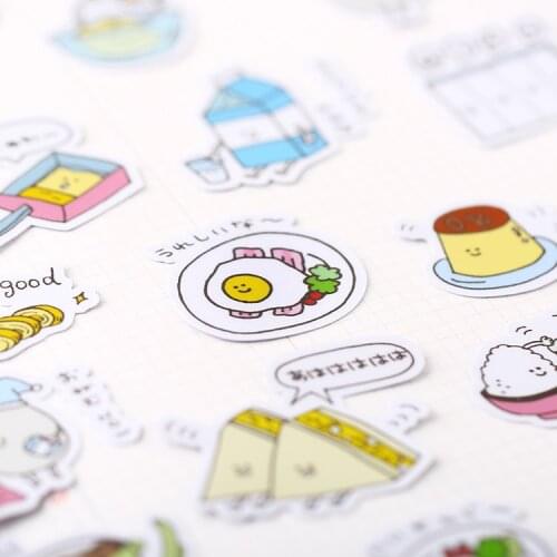 40pcs/pack handbook Cartoon food Yuanqi breakfast stickers/literature and art, fresh and lovely Korean INS Wind stickers