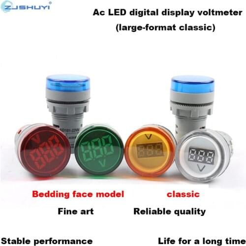 AD16-22DSV Digital display AC voltmeter mini signal light circular voltmeter LED display