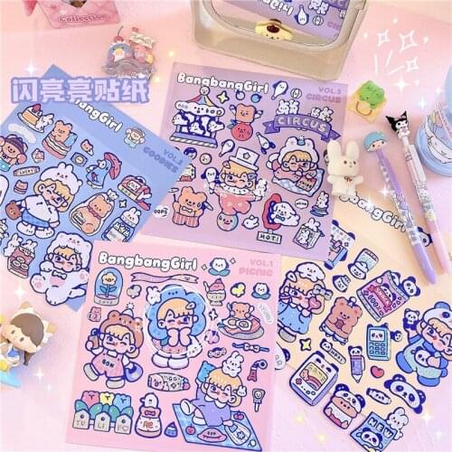 Korean Style Glittery Girl Stickers Decoration Scrapbooking Paper Lady Creative Stationary