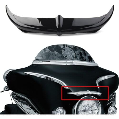 Gloss Black Motorcycle Batwing Fairing Brow Accent Decorative Cover for 1996-2013 Harley Touring FLHX Electra Glide