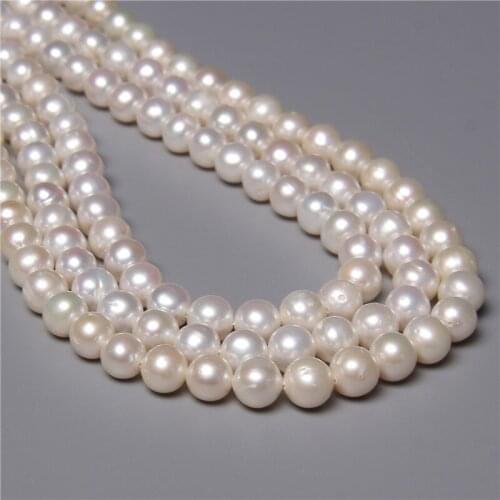 8-9mm A Grade Natural Freshwater Round White Pearls Beads 36cm Punch Loose Beads for Jewelry Making DIY Women Necklace Bracelets