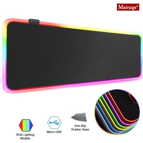 Black Gaming RGB Mouse Pad Computer Mousepad Large Mouse Pad XXL Gamer Mouse Carpet Big Desk Mat Play Mat with Backlit 90x40mm