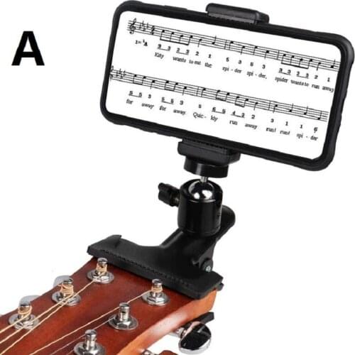Guitar Head Mobile Phone Holder Clip Live Broadcast Bracket Stand Mobile Phone Tripod Clip Head for iPhone Samsung Smart Phones