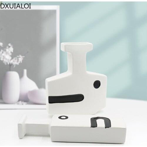 Modern minimalist desktop pot-shaped creative ceramic vase flower soft decoration designer decoration ornaments DXUIALOI