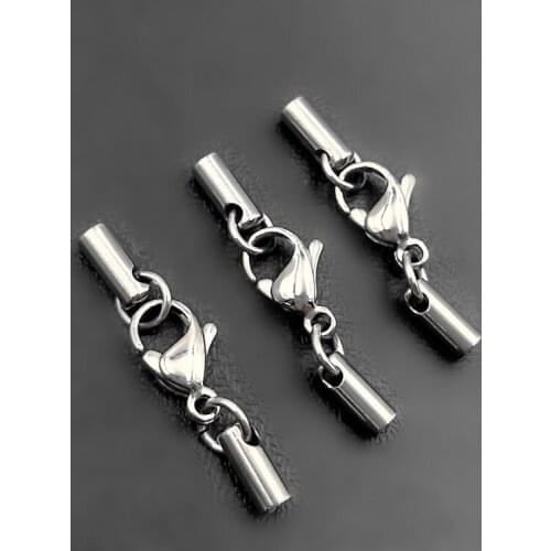 Stainless Steel Necklace Chain Cord Ends Caps with Lobster Clasps Sets Connectors Jewelry DIY Findings Wholesale fit 1.0mm 2.0mm