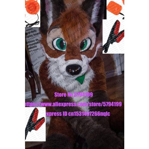 Free fans BROWN HUSKY Dog Wolf Furry Fursuit Suit Costume Cosplay Animal Party Fancy Dress Carnival Birthday Gift