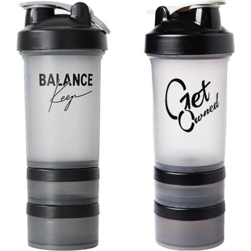 Creative 500ml Portable Sports Water Bottle Protein Powder Shaker Milk Shake Plastic Cup Travel Fitness Drink Kettle