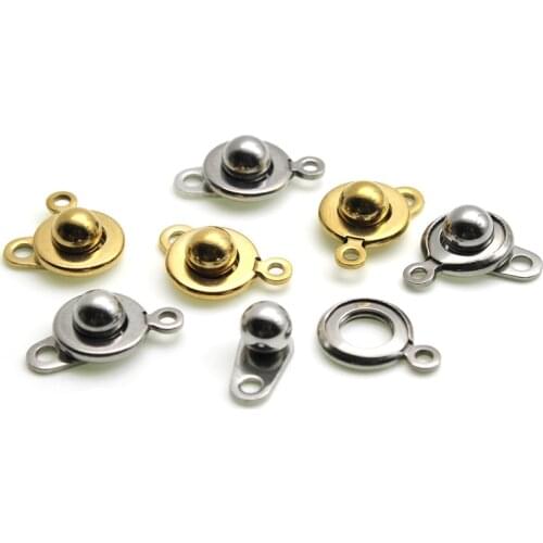 10pcs/Set Stainless Steel Gold Round Buttons Clasps Hooks Toggle Clasps for Bracelet Necklace Connectors DIY Jewelry Making