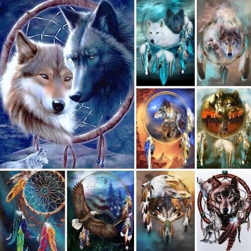 Dreamcatcher Wolf DIY Embroidery Cross Stitch 11CT Kits Needlework Set Cotton Thread Printed Canvas Home Decoration New Design