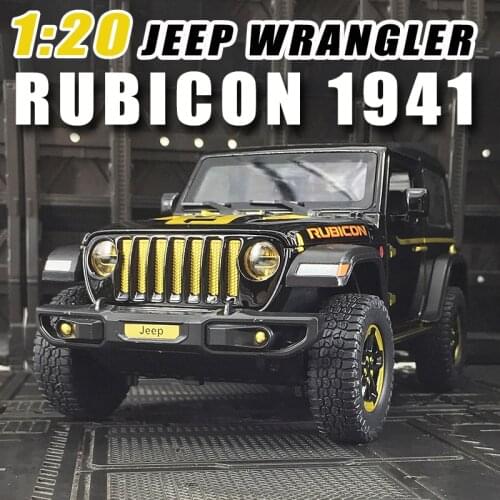 1:20 Alloy Model Car Miniature Diecast Off-Road JEEP Wrangler Rubicon 1941 Metal SUV Vehicle for Children Collected Gifts Hottoy