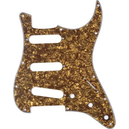 Musiclily SSS 11 Hole Strat Guitar Pickguard for Fender USA/Mexican Made Standard Stratocaster Style, 4Ply Bronze Pearl
