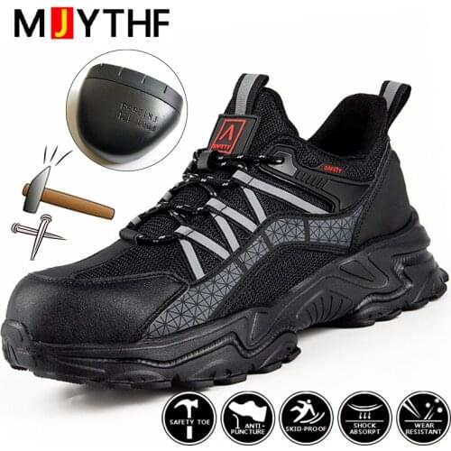 Reflective Work Safety Shoes For Men Steel Toe Shoes Lightweight Work Sneakers Men Protective Shoes 2021 Work Shoes Boots Men