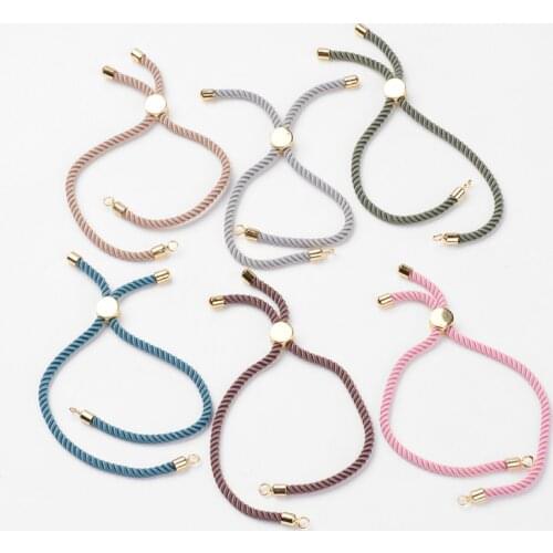 10pcs Nylon Twisted Cord Bracelet DIY Connector Charms Bracelets Adjustable Rope Chain Accessories Wholesale
