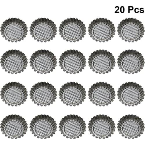 New Design 20Pcs Egg Tart Molds Fluted Stainless Steel Round Shape Baking Mold Muffin Cups Tart Pans for Party Bakery DIY