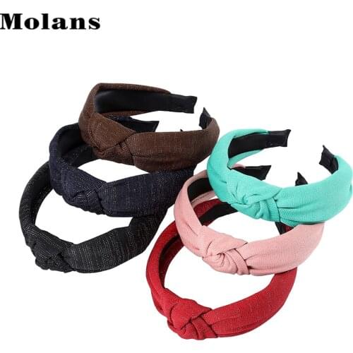 Molans Solid Color Headband Hair Accessories Women Girls Party Hair Hoop Velvet Handmade Winter Hair Bezel Headwear