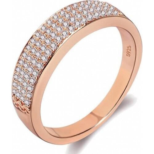 Size 5-10 Cute Brand New Fashion Jewelry 925 Sterling Silver&Rose Gold Filled Pave White Cleae AAA Zirconia CZ Wedding Band Ring