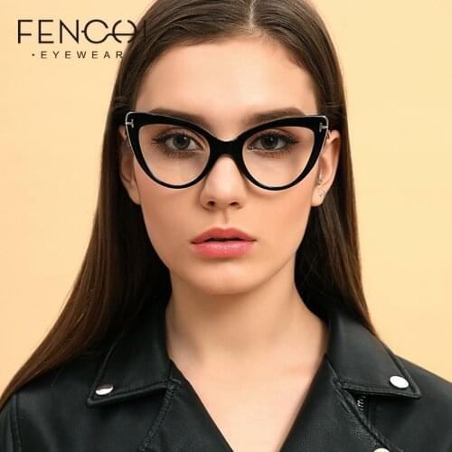 FENCHI Cat Eye Computer Glasses Transparent Eyeglasses Frame Women Men Optical Glasses Frame Blue Light Blocking Glasses