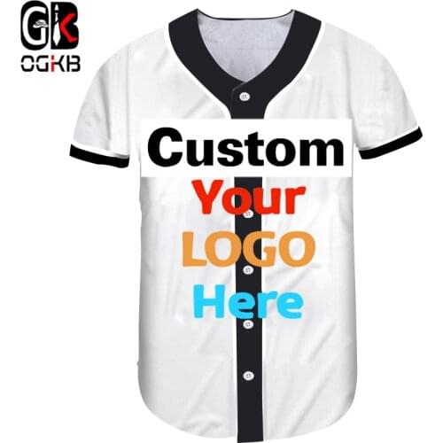 OGKB Your Own Design Printed 3d Custom DIY Button T-shirts Summer V Neck Short Sleeve Baseball Shirts For Women Cardigan Clothes